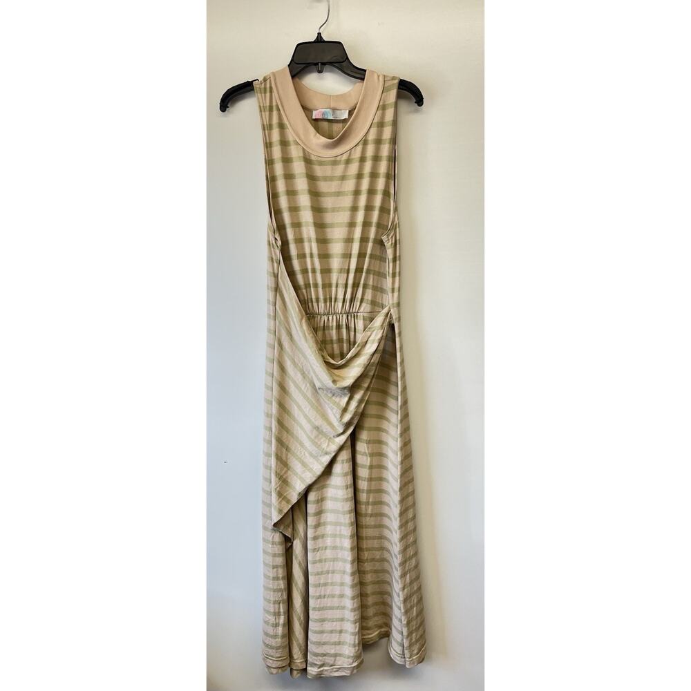 Free People Tan and Cream Striped Midi Dress
